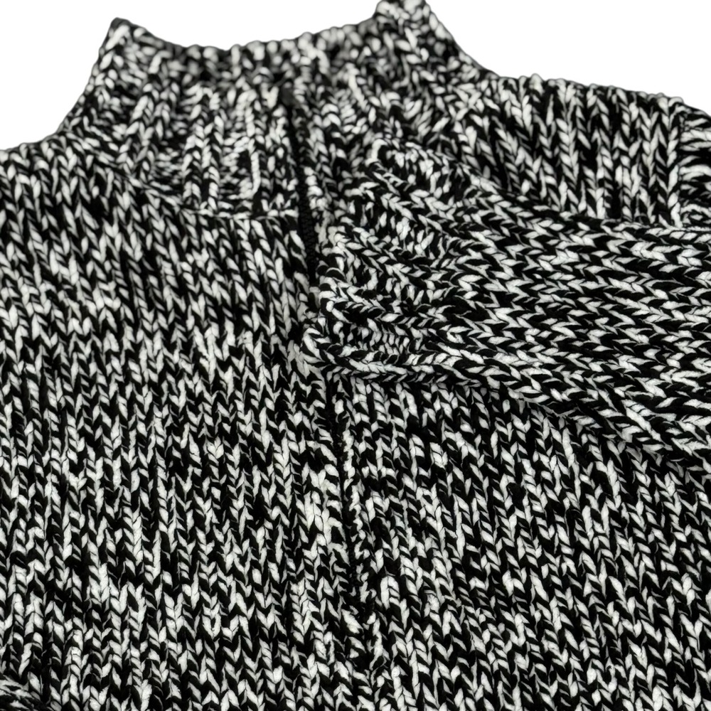Sweater Full Zip Medium Jacket Monochrome Herringbone Chunky Knit Winter Cozy‎